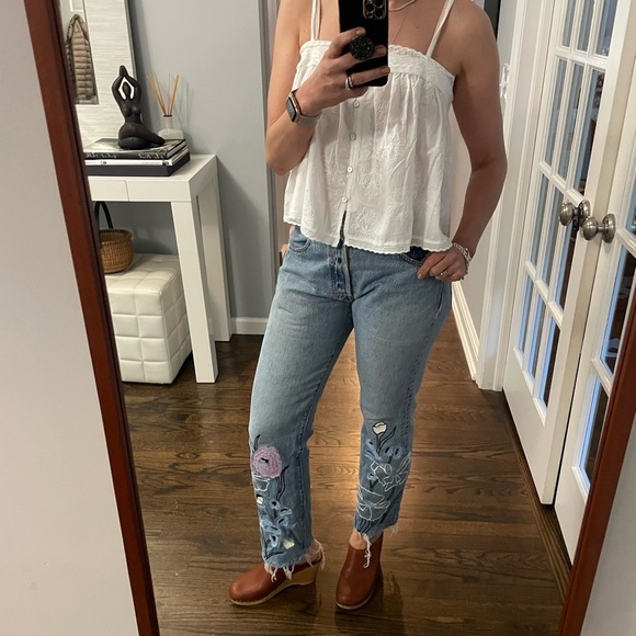 Bliss and Mischief Repurposed Embroidered Levi’s Jeans - Picture 4 of 16